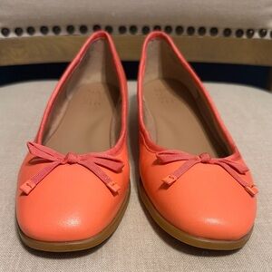 Naturalizer Orange Leather Ballet Flats, Size 9M
